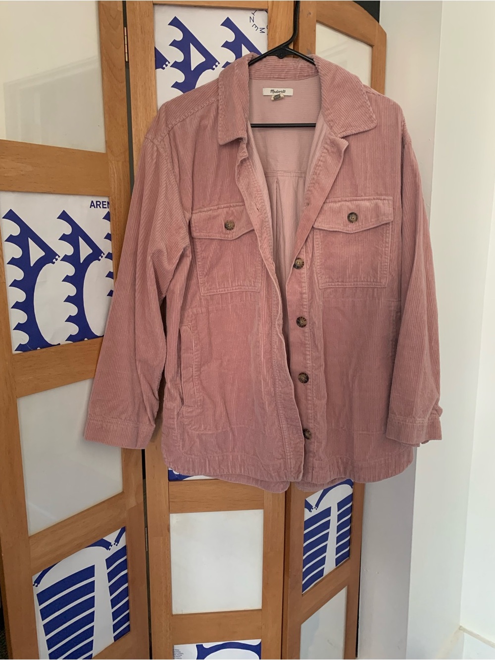 Madewell Pink Corduroy Button-Front Jacket